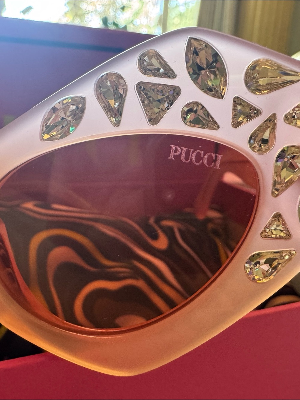 PUCCI Limited Edition Pink Crystal-Embellished Cat Eye Sunglasses New - Picture 11 of 12